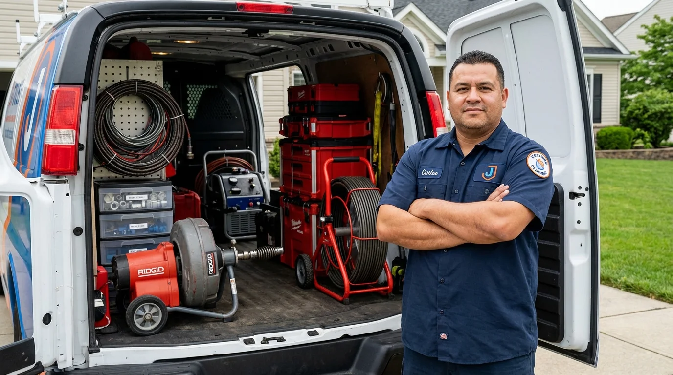 Professional drain cleaning equipment and Johns Plumbing LLC plumber in Arcade