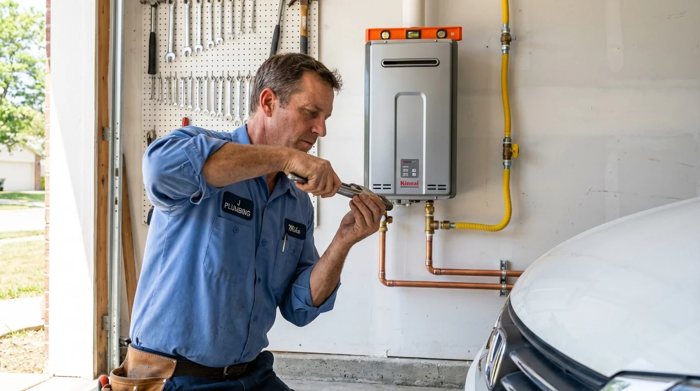 Tankless water heater installation by a Johns Plumbing LLC plumber in Arcade